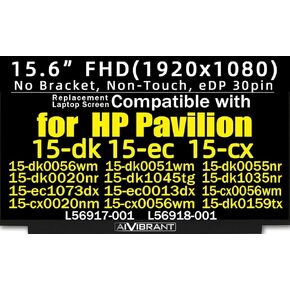 Replacement Screen Compatible with HP Pavilion Gaming 15-cx 15-dk 15-ec,60Hz,FHD 1920x1080 30Pin Non-Touch, 15.6'' LED LCD Display Panel 15-dk0056wm -dk0051wm -ec1073dx -ec0013dx -cx0020nm -cx0056wm