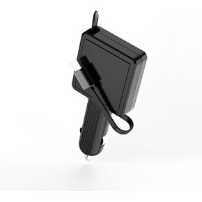 Retractable Car Charger Built-in Type-C Retractable Cable, PD 30W Car Charger USB C Fast Charge for iPhone 16/15 and Other Android Devices