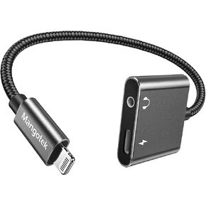 Mangotek Lightning Auxiliary Splitter, MFi Certified, Supports Hi-Fi Audio, 100% Copper Wire, Aluminum Shell, 12-Month Replacement Guarantee
