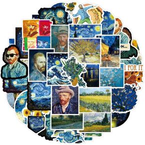 92pcs Van Gogh Stickers for Water Bottles Scrapbooking Journaling Laptop Phone Case Travel Luggage,Vinyl Waterproof Van Gogh Famous Oil Painting Stickers for Kids Teens