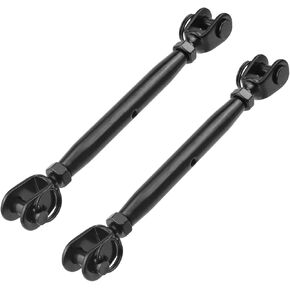 Antrader M6 Turnbuckle Jaw and Jaw Turnbuckle,4Pcs Stainless Steel Turnbuckles M6 Double Jaw Turnbuckle Heavy Duty Turnbuckles Cable Turnbuckle M6 Stainless Steel Turnbuckle Wire Tensioner,Black