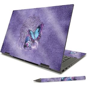 MightySkins Glossy Glitter Skin Compatible with HP Envy x360 15" (2021) - Baby Blue Jacquard | Protective, Durable High-Gloss Glitter Finish | Easy to Apply and Change Styles | Made in The USA