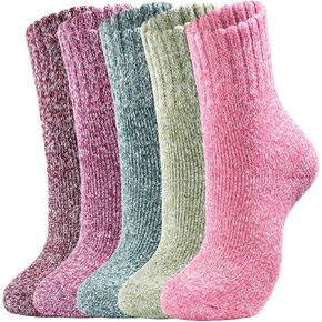 Nimalpal 5 Pairs Wool Socks - Wool Socks for Women Men Boot Socks Soft Crew Socks Winter Hiking Socks Cozy Socks Warm Socks