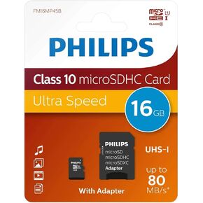 PHILIPS 32GB Micro SDHC UHS-1 U1 & V10 Class 10 Flash Memory Card with Adapter