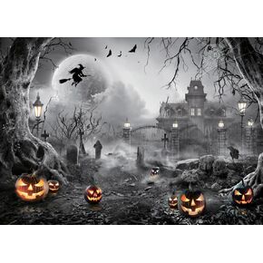 7X5FT Halloween Backdrop Halloween Graveyard Backdrop Halloween Wall Background Halloween Scene Setter Banner F117