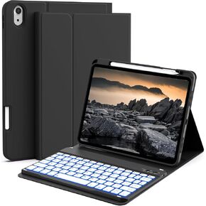 JKSML Keyboard Case for iPad 10th Generation 10.9 inch 2022, 7 Color Backlight, Case with Keyboard for iPad 10 Gen, Wireless Keyboard, Built-in Pencil Holder, Auto Sleep/Wake, Purple