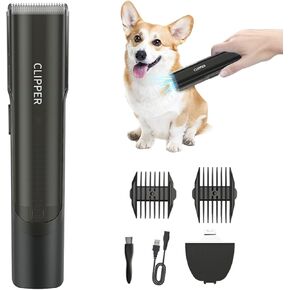 Pet's Automatic Inhaling Powerful Electric Hair Trimmers with Claw Clipper Kit Quiet Home Grooming Shavers Black