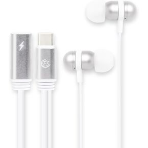 Enjoy Music While Charging! USB C Headphones, USB-C Earphones Wired Earbuds with Microphone for iPhone 15 Pro Max Plus Samsung Galaxy S23 Ultra S22 FE S20 Flip 3 Fold 4 A54 iPad Pro (White)