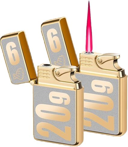 2 pack Torch Lighter Mini Butane Lighters Single Jet Flame Lighter Windproof Refillable Butane Gas Lighter for Candle Camping Fireplace Party BBQ Grill (without Butane Gas) (2, Gold) in Kuwait