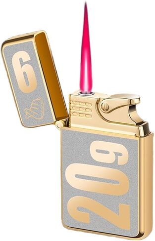 2 pack Torch Lighter Mini Butane Lighters Single Jet Flame Lighter Windproof Refillable Butane Gas Lighter for Candle Camping Fireplace Party BBQ Grill (without Butane Gas) (2, Gold) in Kuwait