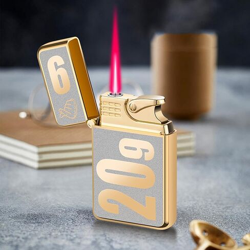 2 pack Torch Lighter Mini Butane Lighters Single Jet Flame Lighter Windproof Refillable Butane Gas Lighter for Candle Camping Fireplace Party BBQ Grill (without Butane Gas) (2, Gold) in Kuwait