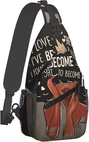 African Sling Backpack Crossbody Sling Bag, Chest Bag for Women, African American Women Backpack, African American Sling Bags, Afro Woman Travel Sport Cycling Daypack in Saudi Arabia