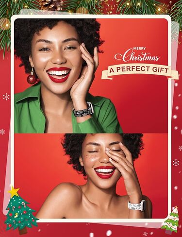 سوار منقوش بلونين لعيد الميلاد متوافق مع سوار ساعة Apple 38/40/41/42/44/45/46/49 مم للنساء والرجال، حزام رياضي من السيليكون الناعم لمهرجان العطلات اللطيف لسلسلة iWatch Ultra SE 10 9 8 7 6 5 4 3 2 1 in Kuwait