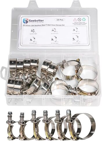 192 Pcs 12 Sizes Goobetter Single Ear Hose Clamps Stainless Steel with Ear Clamps Pincer Set, 5.3-33.1mm Adjustable Hose Clamp Assortment for radiator, Plumbing, Automotive, Washing Machine in Saudi Arabia