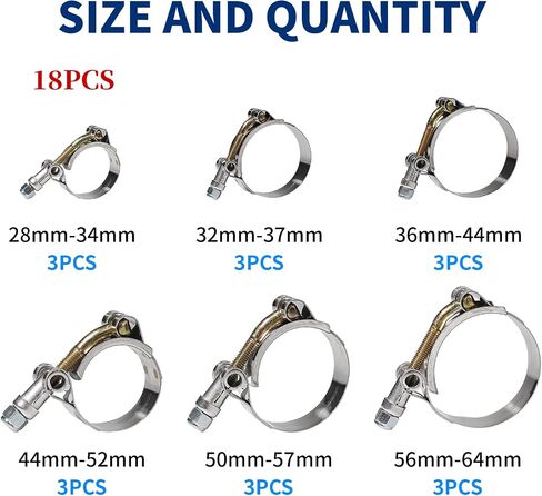 192 Pcs 12 Sizes Goobetter Single Ear Hose Clamps Stainless Steel with Ear Clamps Pincer Set, 5.3-33.1mm Adjustable Hose Clamp Assortment for radiator, Plumbing, Automotive, Washing Machine in Saudi Arabia