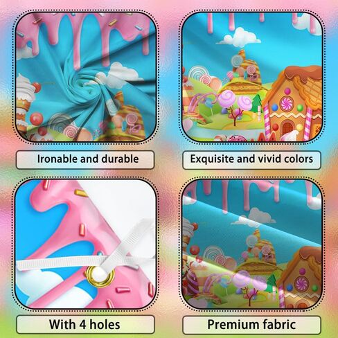 Avezano Candyland Banner Backdrop Sweet Donut Candy Background for Birthday Party Decoration Rainbow Candytown Baby Shower Photo Booth Banner, 70.8x43.3inch in Saudi Arabia