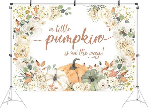 Ticuenicoa Fall Pumpkin Floral Baby Shower Backdrop for Girl 7x5ft A Little Pumpkin is On The Way Babyshower Party Decorations Background Pumpkin Baby Shower Backdrops Thanksgiving Photo Booth Studio in Saudi Arabia