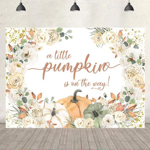 Ticuenicoa Fall Pumpkin Floral Baby Shower Backdrop for Girl 7x5ft A Little Pumpkin is On The Way Babyshower Party Decorations Background Pumpkin Baby Shower Backdrops Thanksgiving Photo Booth Studio in Saudi Arabia