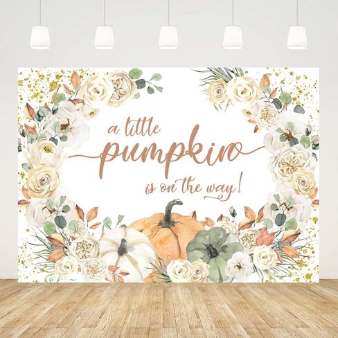 Ticuenicoa Fall Pumpkin Floral Baby Shower Backdrop for Girl 7x5ft A Little Pumpkin is On The Way Babyshower Party Decorations Background Pumpkin Baby Shower Backdrops Thanksgiving Photo Booth Studio in Saudi Arabia