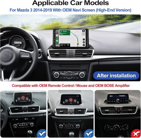 2G + 64G راديو السيارة ستيريو لمازدا 3 2014-2019 مع Apple CarPlay اللاسلكي Android Auto 9 "شاشة تعمل باللمس Android 13 ستيريو السيارة مع بلوتوث نظام تحديد المواقع والملاحة HiFi FM وحدة الرأس مع كاميرا احتياطية + Canbus in Saudi Arabia
