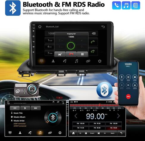 2G + 64G راديو السيارة ستيريو لمازدا 3 2014-2019 مع Apple CarPlay اللاسلكي Android Auto 9 "شاشة تعمل باللمس Android 13 ستيريو السيارة مع بلوتوث نظام تحديد المواقع والملاحة HiFi FM وحدة الرأس مع كاميرا احتياطية + Canbus in Saudi Arabia