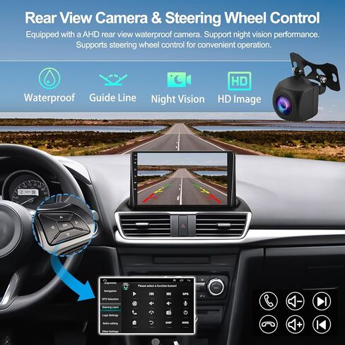 2G + 64G راديو السيارة ستيريو لمازدا 3 2014-2019 مع Apple CarPlay اللاسلكي Android Auto 9 "شاشة تعمل باللمس Android 13 ستيريو السيارة مع بلوتوث نظام تحديد المواقع والملاحة HiFi FM وحدة الرأس مع كاميرا احتياطية + Canbus in Saudi Arabia