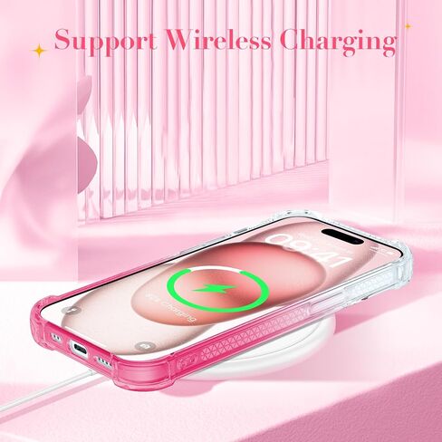 Ruky for iPhone 15 Case, with Screen Protector Glitter Sparkle Flowing Quicksand Waterfall Flexible Soft TPU Protective Women Girls Phone Case for iPhone 15 6.1 inches, Gradient Pink in Saudi Arabia