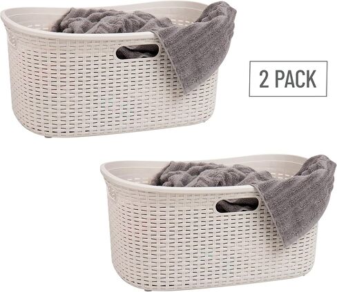 مايند ريدر سلة غسيل بسعة 40 لتر (10 كغم/22 باوند) بمقابض مفرغة وجيدة التهوية، مجموعة من قطعتين، اسود in Kuwait