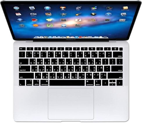 غطاء لوحة المفاتيح التايوانية بأحرف صينية تقليدية لجهاز MacBook Air 2018 [13.3 بوصة A1932 مع شاشة Retina ومعرف اللمس] غطاء حماية ناعم من السيليكون، تصميم أمريكي (أسود) in Kuwait