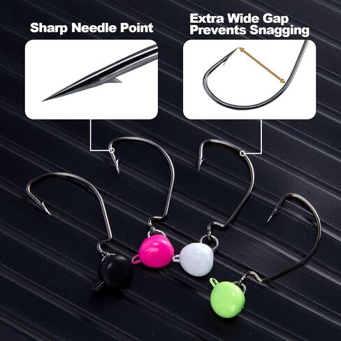 Dr.Fish 10 Pack Ned Rig Jig Heads Swinging Weedless Fishing Jig EWG Wide Gap Hook Swimbait Mushroom Jig Head Bass Fishing Crappie Lures Freshwater in Saudi Arabia