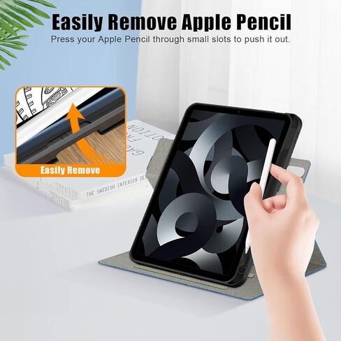 حافظة لجهاز iPad الجيل العاشر مقاس 10.9 بوصات 2022 مع حامل أقلام، (الموديل: A2696 /A2757 / A2777 غطاء ذكي من جلد البولي يوريثان للنوم/الاستيقاظ التلقائي، أسود in Kuwait