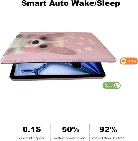 Case for iPad Air 6 11-inch (M2 2024), 10.9-inch Air 5 2022 & 10.9-inch Air 4 2020, 360 Degree Rotating Protective Stand Smart Magnetic Cover Air 6th/5th/4th Generation (LovelyDog) in Kuwait