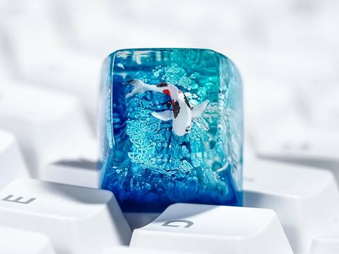DATKEY Koi Fish & Blue Ocean Artisan Keycap Koi Resin Keyboard Keycaps Cute Keycaps Artisan Keycap Aesthetic Keycaps Custom Keycaps Koi Gifts for Gaming Love Gamer Man On Anniversary Birthday in Saudi Arabia