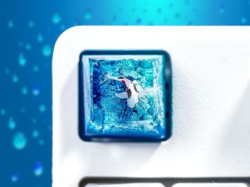 DATKEY Koi Fish & Blue Ocean Artisan Keycap Koi Resin Keyboard Keycaps Cute Keycaps Artisan Keycap Aesthetic Keycaps Custom Keycaps Koi Gifts for Gaming Love Gamer Man On Anniversary Birthday in Saudi Arabia