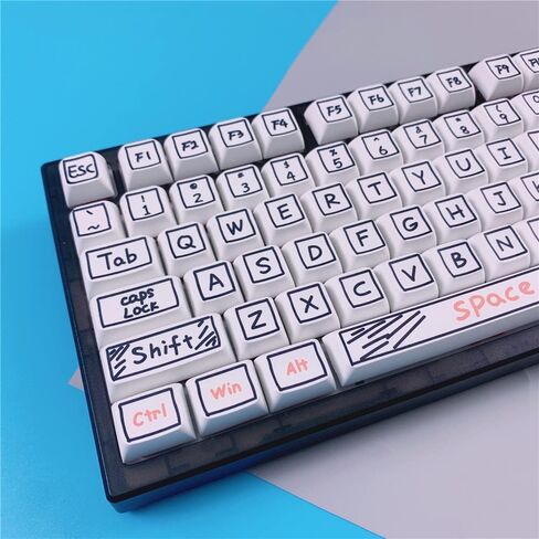 118 Keys PBT Keycaps,Cute Graffiti Dye Sublimation Cherry Profile Keycaps Customized ANSI Layout Keycaps Set Compatible with Cherry MX Switches Mechanical Keyboards (Cherry Profile) in Saudi Arabia