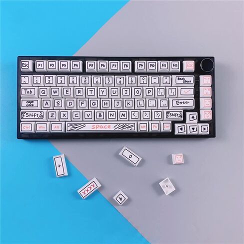 118 Keys PBT Keycaps,Cute Graffiti Dye Sublimation Cherry Profile Keycaps Customized ANSI Layout Keycaps Set Compatible with Cherry MX Switches Mechanical Keyboards (Cherry Profile) in Saudi Arabia