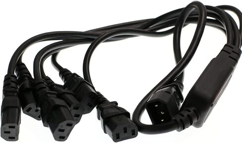 DRRI IEC C14 Male to 6X C13 Female Socket Y Splitter Extension Cord 10A 250V for PDU UPS System (C14-6X C13 60CM) in Saudi Arabia
