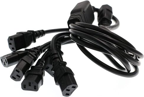 DRRI IEC C14 Male to 6X C13 Female Socket Y Splitter Extension Cord 10A 250V for PDU UPS System (C14-6X C13 60CM) in Saudi Arabia