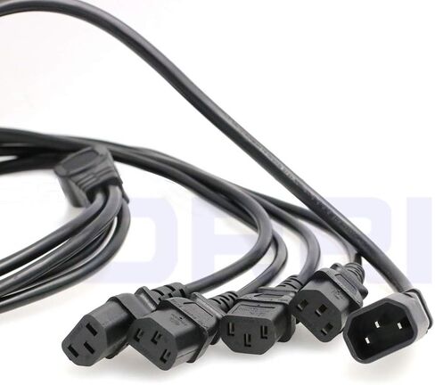 DRRI IEC C14 Male to 6X C13 Female Socket Y Splitter Extension Cord 10A 250V for PDU UPS System (C14-6X C13 60CM) in Saudi Arabia