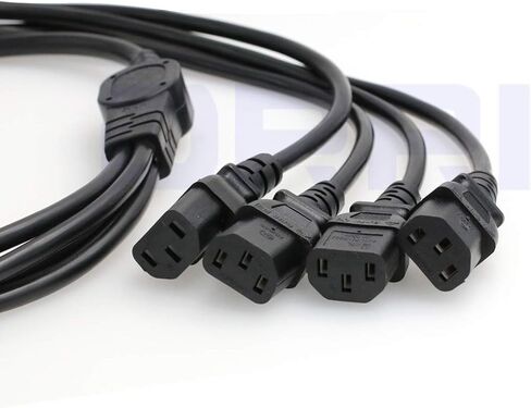 DRRI IEC C14 Male to 6X C13 Female Socket Y Splitter Extension Cord 10A 250V for PDU UPS System (C14-6X C13 60CM) in Saudi Arabia