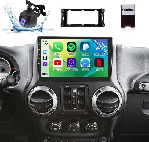 [2+64G] سيارة ستيريو Jeep Wrangler jk/Dodge RAM/Chrysler 300C - Carplay اللاسلكي وAndroid Auto - وحدة رأس Android 10.1 بوصة - WiFi EQ 1080P Mirror Link + كاميرا احتياطية AHD + ميكروفون + Canbus in Saudi Arabia