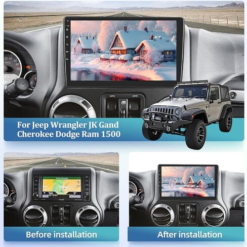 [2+64G] سيارة ستيريو Jeep Wrangler jk/Dodge RAM/Chrysler 300C - Carplay اللاسلكي وAndroid Auto - وحدة رأس Android 10.1 بوصة - WiFi EQ 1080P Mirror Link + كاميرا احتياطية AHD + ميكروفون + Canbus in Saudi Arabia