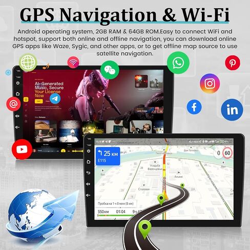 [2+64G] سيارة ستيريو Jeep Wrangler jk/Dodge RAM/Chrysler 300C - Carplay اللاسلكي وAndroid Auto - وحدة رأس Android 10.1 بوصة - WiFi EQ 1080P Mirror Link + كاميرا احتياطية AHD + ميكروفون + Canbus in Saudi Arabia