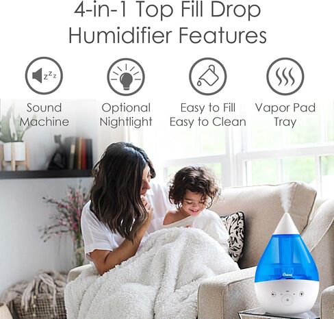 Crane Ultrasonic Humidifiers for Bedroom and Office, 1 Gallon 4-in-1 Cool Mist Air Humidifier for Large Room and Home, Humidifier Filters Optional, Grey in Saudi Arabia