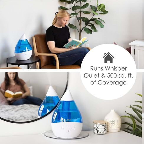 Crane Ultrasonic Humidifiers for Bedroom and Office, 1 Gallon 4-in-1 Cool Mist Air Humidifier for Large Room and Home, Humidifier Filters Optional, Grey in Saudi Arabia