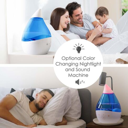 Crane Ultrasonic Humidifiers for Bedroom and Office, 1 Gallon 4-in-1 Cool Mist Air Humidifier for Large Room and Home, Humidifier Filters Optional, Grey in Saudi Arabia