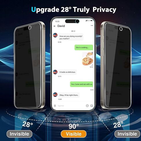 [2+2 Pack for iPhone 15 Pro Max 6.7" Privacy Tempered Glass Screen Protector and Camera Lens Protector, Anti-Spy Case Fiendly 9H Hardness Bubble in Saudi Arabia