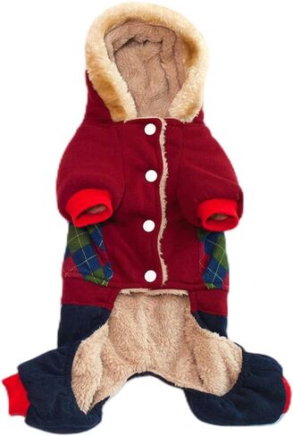 Autumn and Winter Add Fluff Warm Checkered Coat Plush Four Legged Dog Clothes Grid Apparel for Small to Medium Bichon Frise Schnauzer Poodle Teddy Dog (Large, Green) in Saudi Arabia