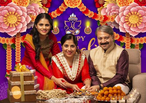 7X5FT Happy Diwali Backdrop Banner Festival of Lights Diwali Decorations Party Supplies Deepavali Background Banner for Photo Backdrop DH-1200 in Kuwait