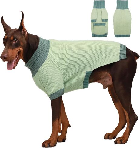 Dog Sweater XXXL, Turtleneck Sleeve Sweater with Leash Hole, Stretchy Christmas Sweaters for Large Dogs Male Female, Holiday Knitted Jumper for Husky, Golden Retriever, Doberman, Burgundy 3XL in Kuwait